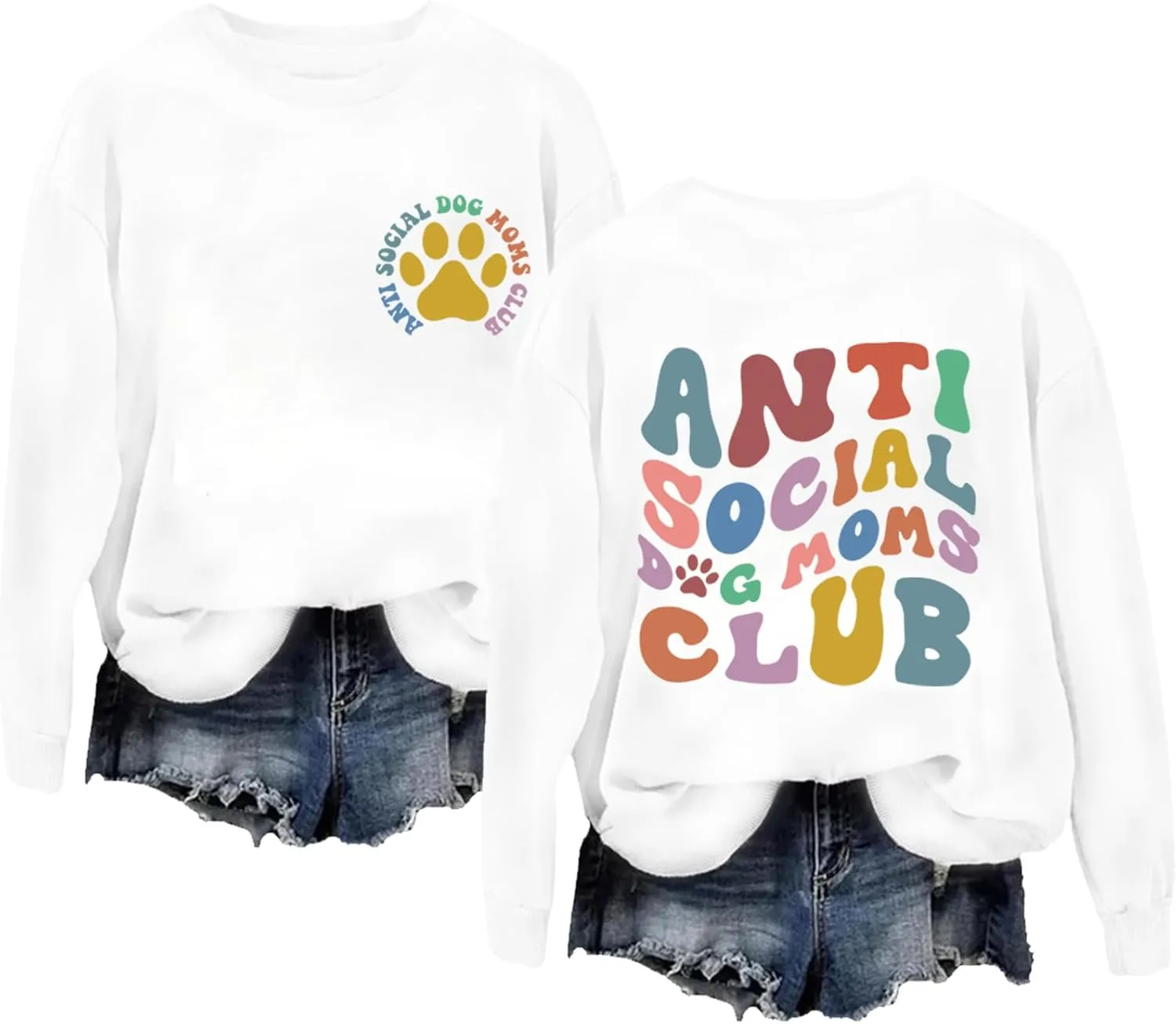 Anti Social Dog Moms Club Sweatshirt Dog Mom Sweatshirt Dog Lover Crewneck Sweatshirt