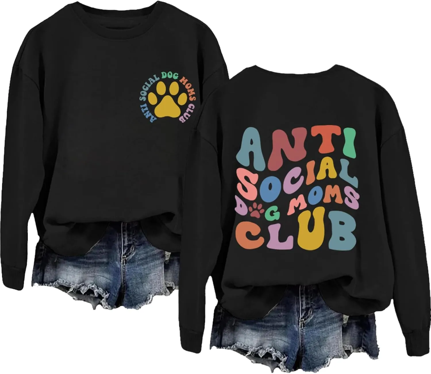Anti Social Dog Moms Club Sweatshirt Dog Mom Sweatshirt Dog Lover Crewneck Sweatshirt
