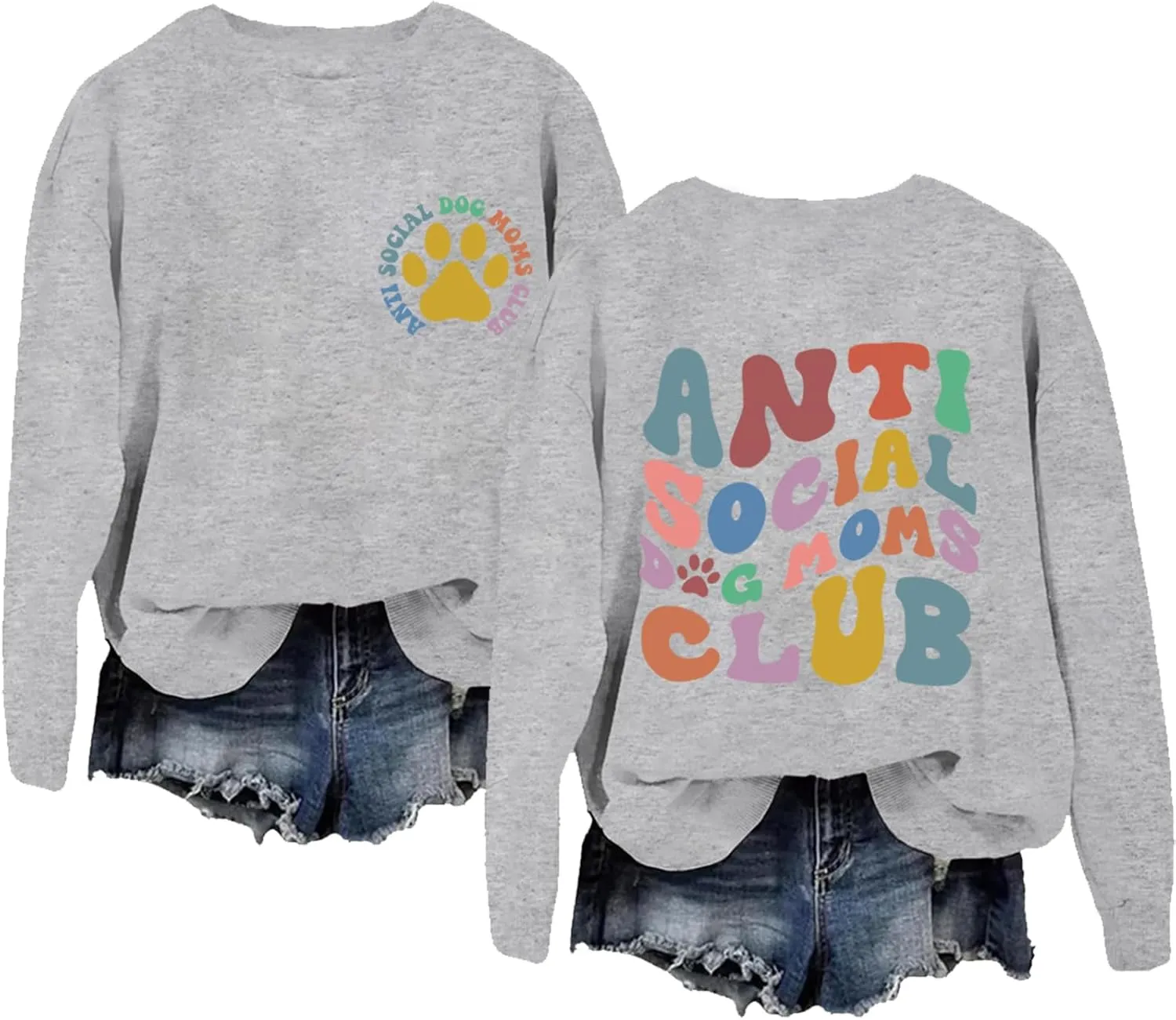 Anti Social Dog Moms Club Sweatshirt Dog Mom Sweatshirt Dog Lover Crewneck Sweatshirt