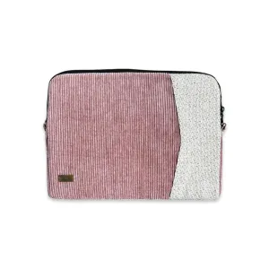 Antique Pink Corduroy Laptop Case with Shoulder Strap