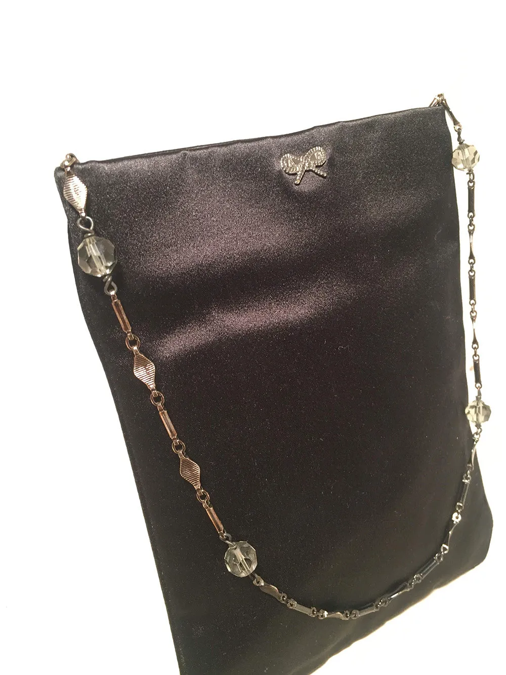 Anya Hindmarch Black Silk Beaded Handle Evening Bag