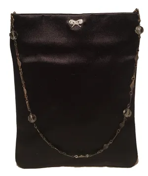 Anya Hindmarch Black Silk Beaded Handle Evening Bag