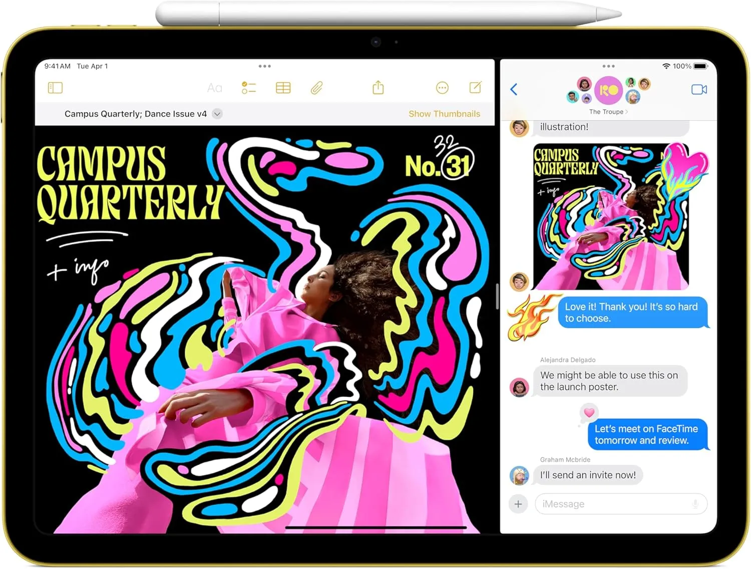Apple iPad 11-inch: A16 chip, 11-inch Model, Liquid Retina Display, 128GB, Wi-Fi 6, 12MP Front/12MP Back Camera, Touch ID, All-Day Battery Life — Pink with AppleCare  (2 Years)