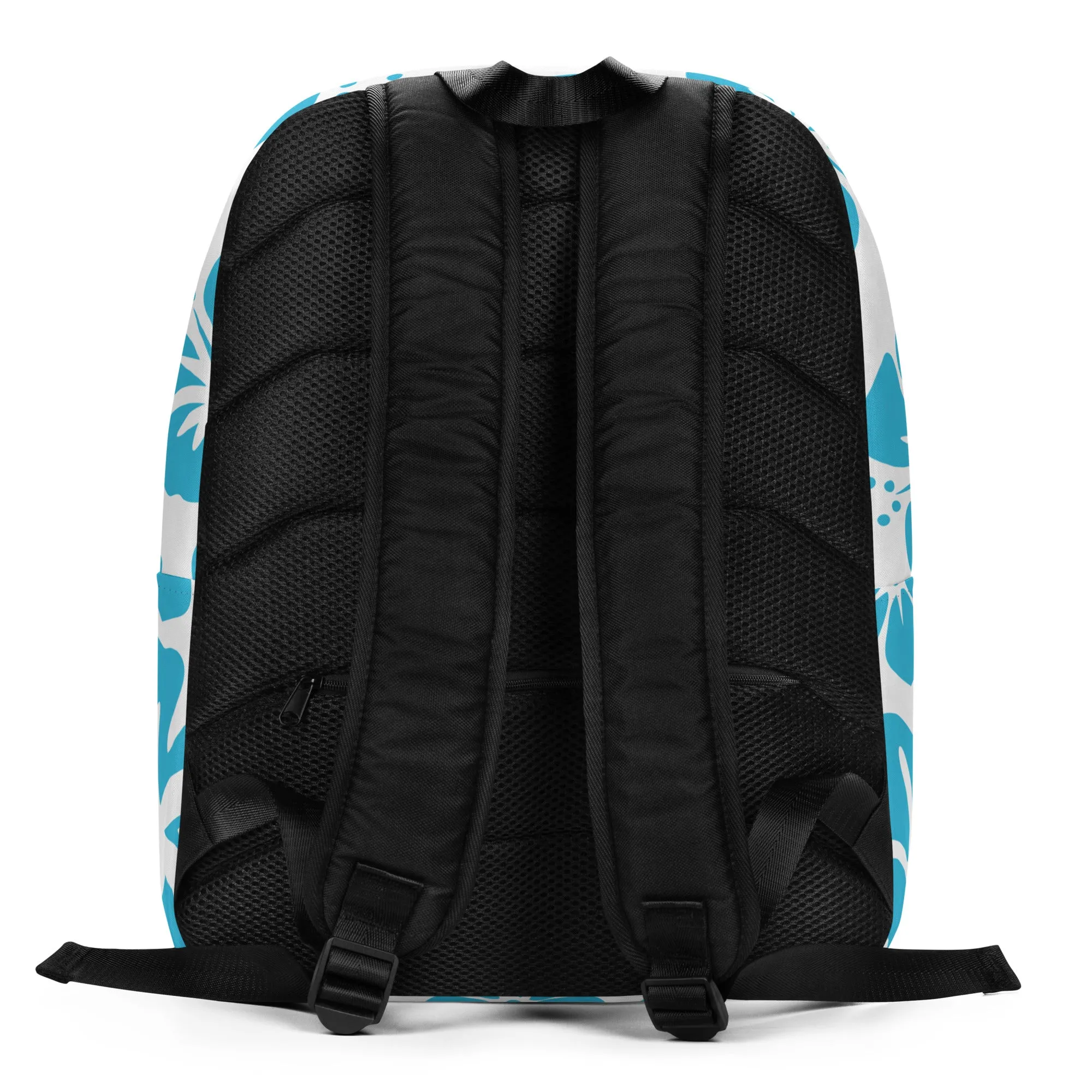 Aqua Blue and White Hawaiian Print Backpack