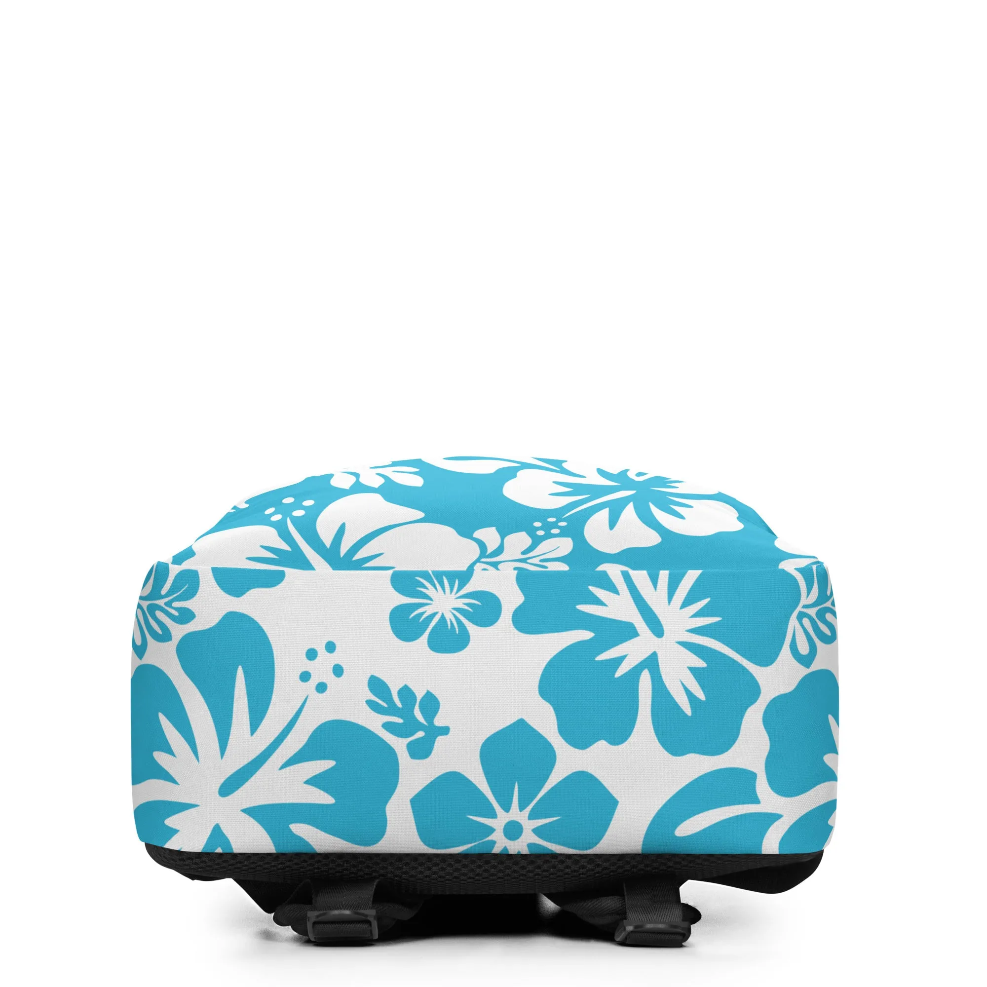 Aqua Blue and White Hawaiian Print Backpack