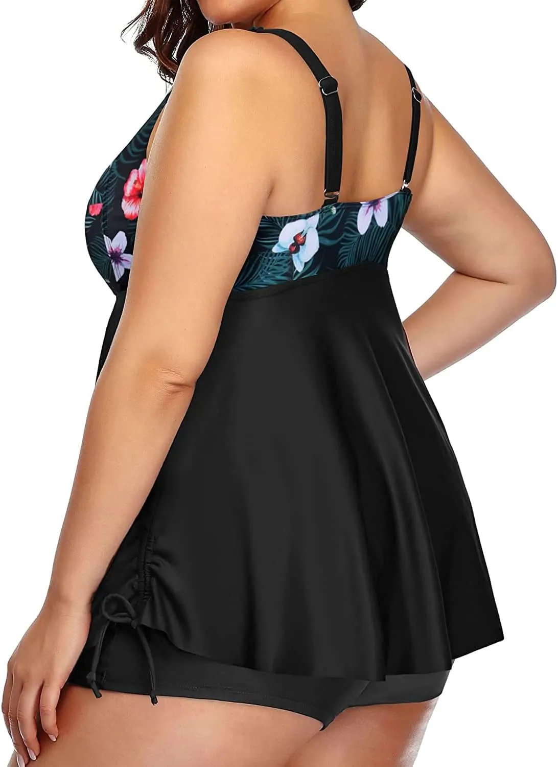 Aqua Eve Women Plus Size Tankini Swimsuit Two Piece Flowy Swimdress Bathing Suits with Shorts
