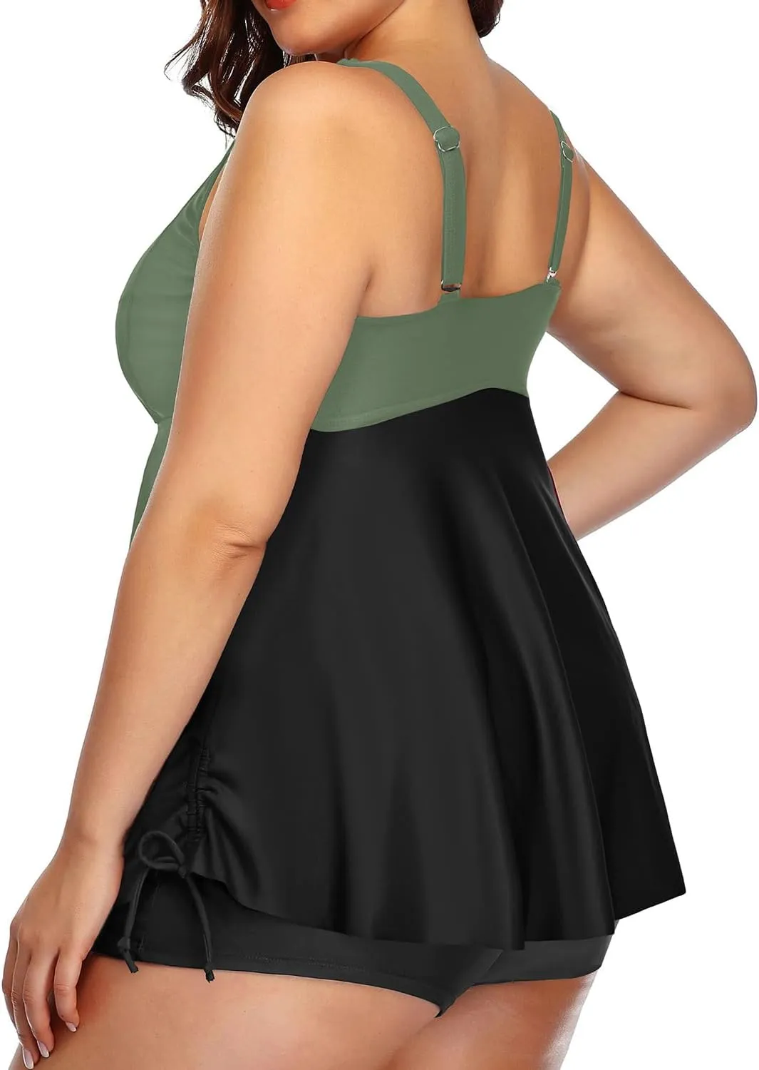 Aqua Eve Women Plus Size Tankini Swimsuit Two Piece Flowy Swimdress Bathing Suits with Shorts