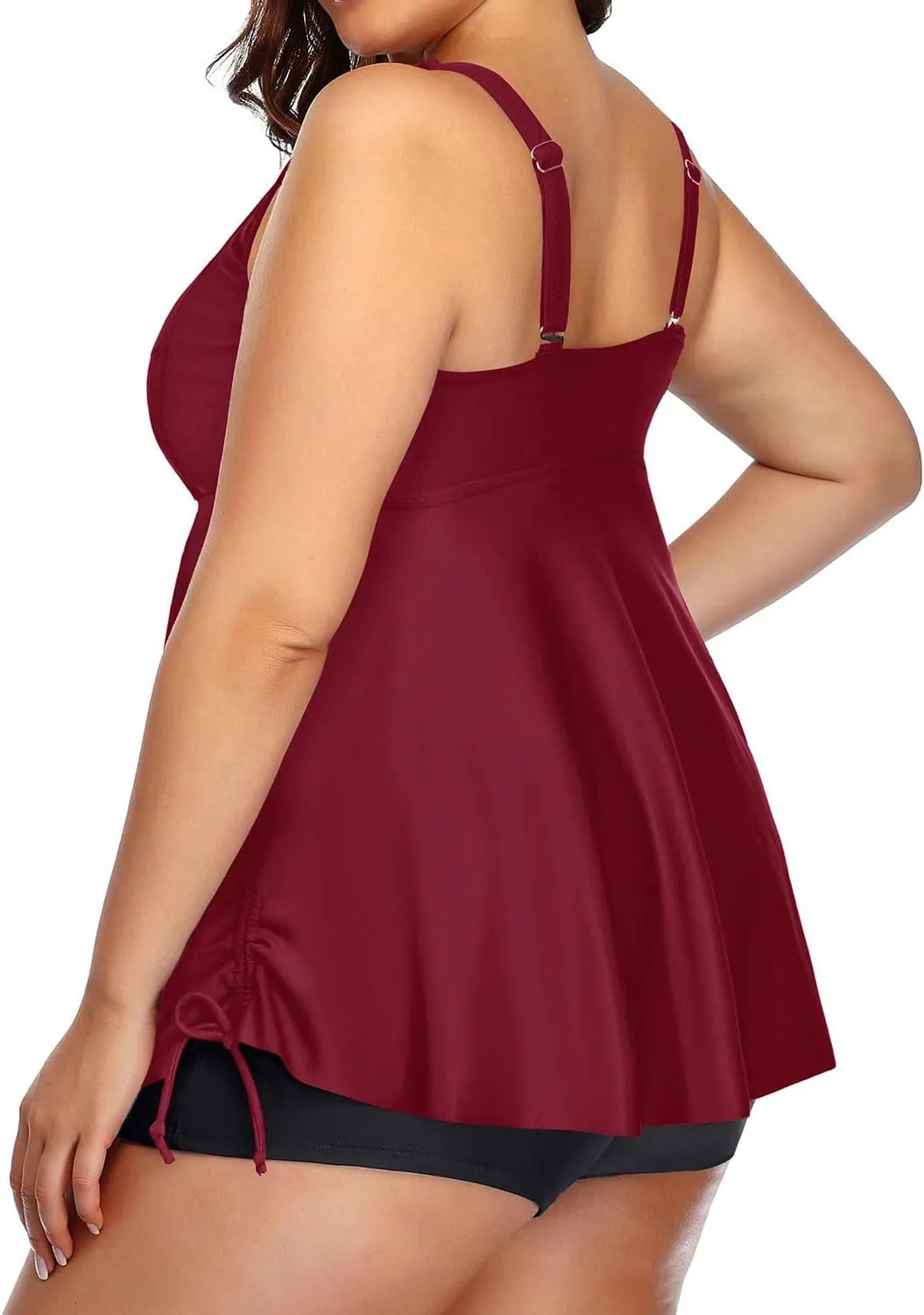 Aqua Eve Women Plus Size Tankini Swimsuit Two Piece Flowy Swimdress Bathing Suits with Shorts