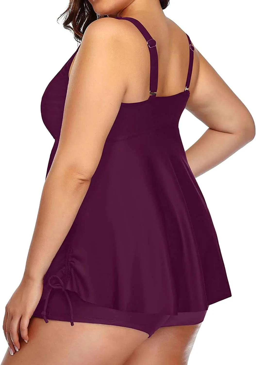 Aqua Eve Women Plus Size Tankini Swimsuit Two Piece Flowy Swimdress Bathing Suits with Shorts