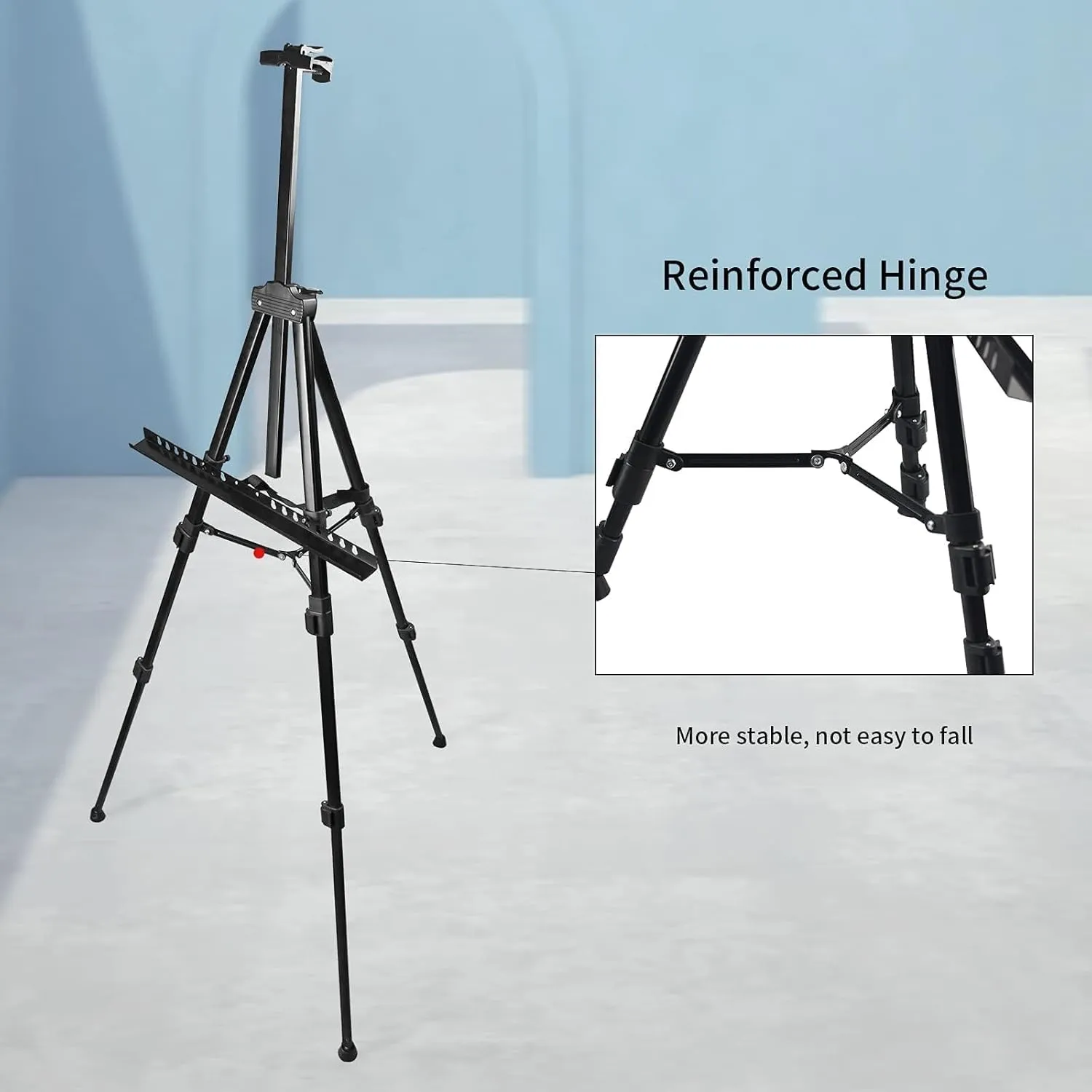 Art Artist Easel Stand for Displaying, RRFTOK Metal Tripod Adjustable Easels for Painting Canvases Height from 21" to 66" with Reinforced Triangle - Carry Bag for Table-Top/Floor Drawing and,Black
