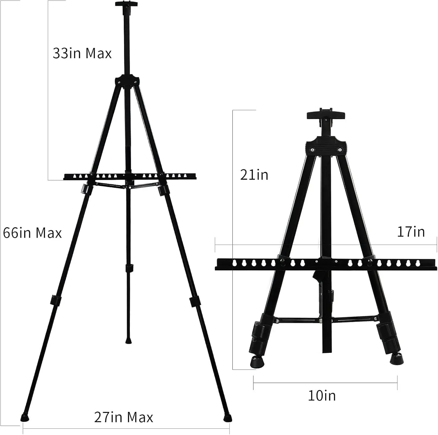 Art Artist Easel Stand for Displaying, RRFTOK Metal Tripod Adjustable Easels for Painting Canvases Height from 21" to 66" with Reinforced Triangle - Carry Bag for Table-Top/Floor Drawing and,Black
