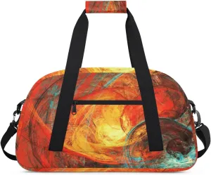 Art Flaming Sun Kids Duffle Bag for Kids Boys Girls Overnight Travel Bag Kids Duffel Bags Ballet Weekender Bag for School Gym Sport Sleepover Bag