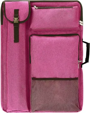 Art Portfolio Case,Art Portfolio Bag 18 x 24, Artist Backpack for supplies/Artwork/Drawing Sketching Painting(Dark pink)