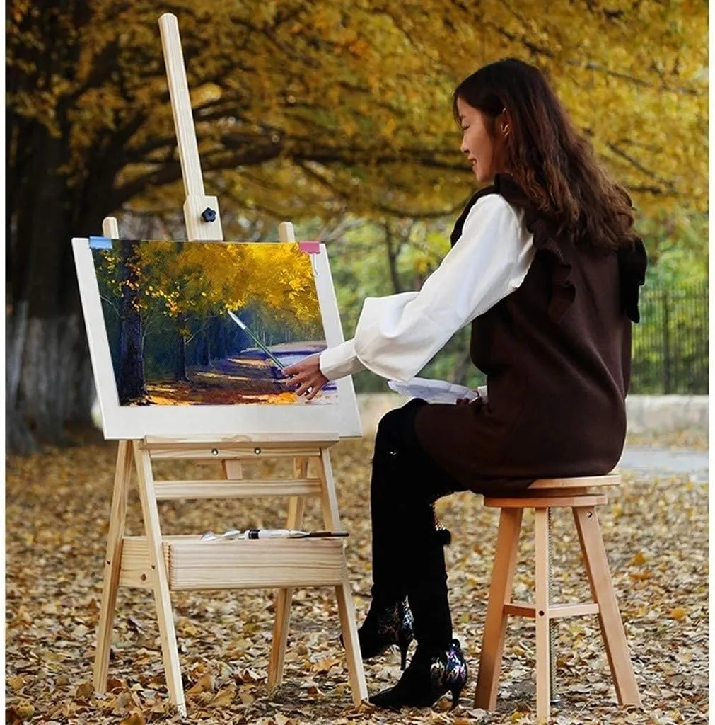 Artist Outdoors Easel Large Storage Drawer Easel H-Frame Beech Wood Easel Multicolor Can Place Canvas Height