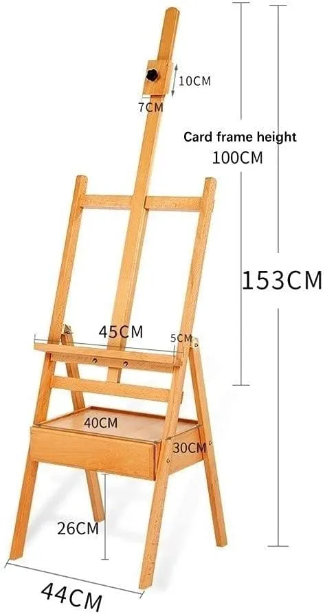 Artist Outdoors Easel Large Storage Drawer Easel H-Frame Beech Wood Easel Multicolor Can Place Canvas Height