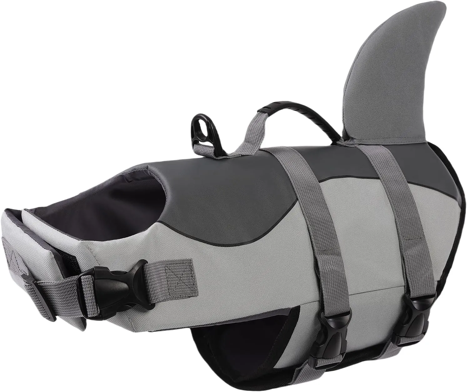 ASENKU Dog Life Jacket - Pet Safety Vest for Swimming & Boating, Shark Life Jacket with Floatation, Dog Lifesavers Swimsuits for Small Medium Large Dogs (Grey, S)