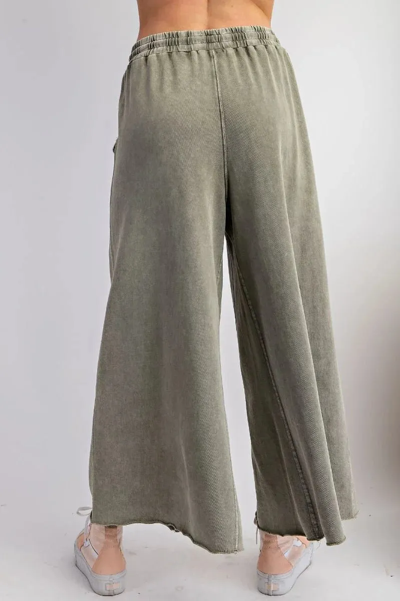 Ash Washed Terry Knit Wide Pant