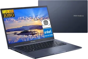 ASUS Vivobook 14/inch FHD Laptop Intel 12th Gen 6 Cores i3-1215U Up to 4.4 GHz, 12GB RAM 512GB SSD, Fingerprint,WiFi6, Windows 11, Blue  GM Accessories