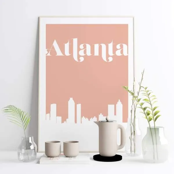 Atlanta, Georgia retro inspired city skyline