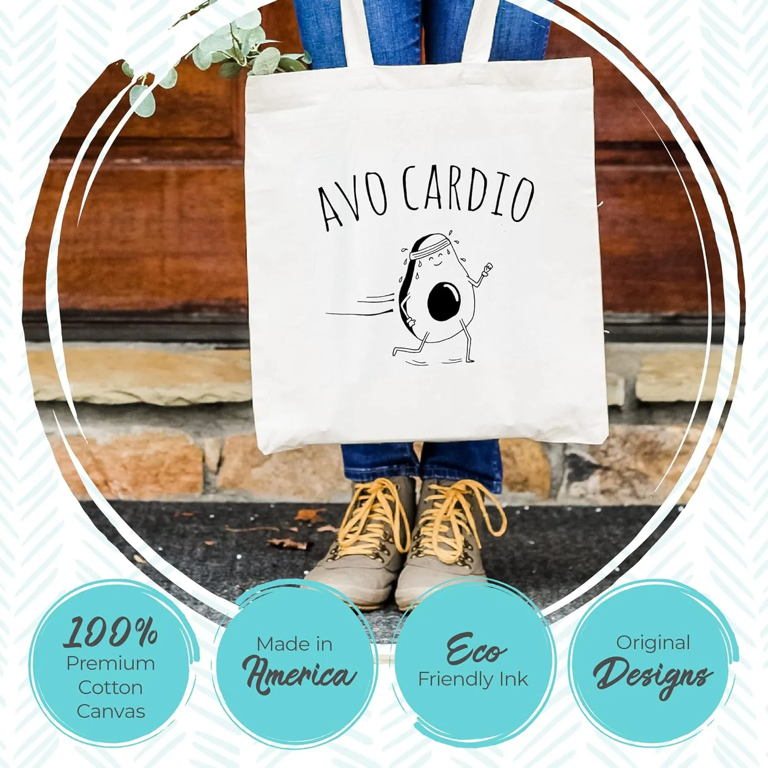 AvoCardio, Funny Tote Bag, Screen Printed, Canvas Tote Bag