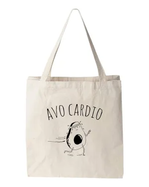 AvoCardio, Funny Tote Bag, Screen Printed, Canvas Tote Bag