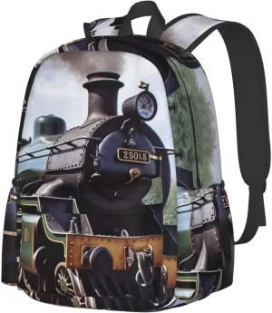 Backpack Casual Daypack for Men Women Steam Locomotive Train Laptop Backpack Lightweight Travel Bag Shoulder Bag for Work Hiking