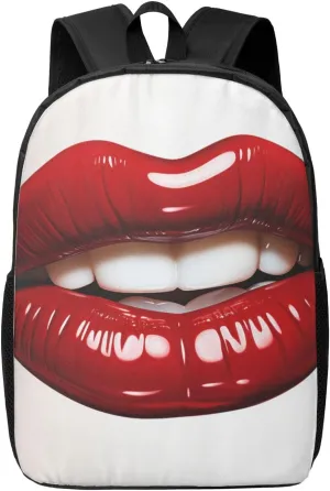 Backpack Cute Graphic Red Lips Travel Casual Laptop Backpack 17 inch Waterproof Hiking Daypack for Men Women