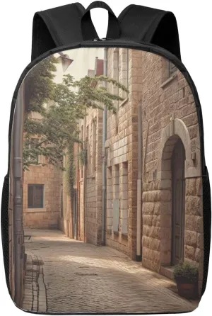 Backpack Travel Laptop Backpack for Men Women Architecture Streets Houses Computer Backpacks 17 inch Casual Daypack