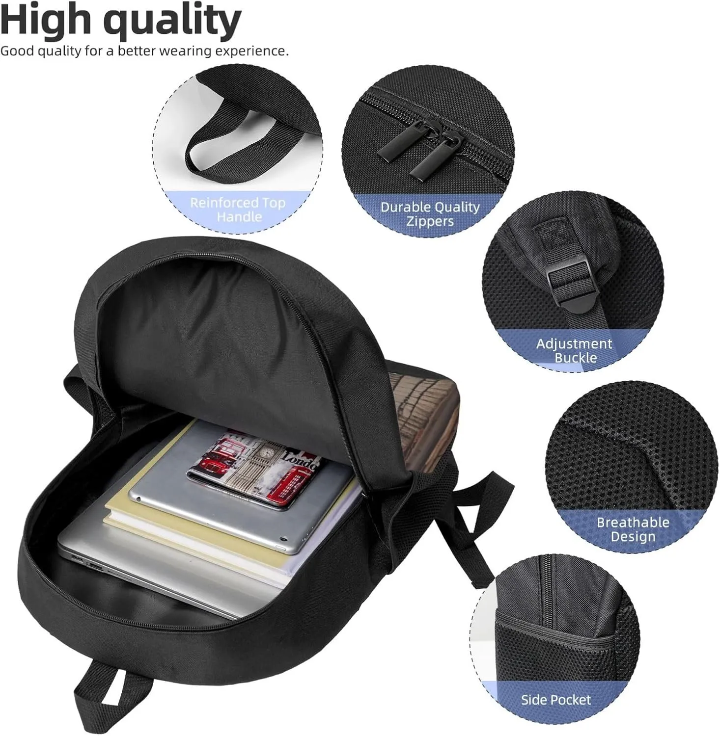 Backpack Travel Laptop Backpack for Men Women Architecture Streets Houses Computer Backpacks 17 inch Casual Daypack