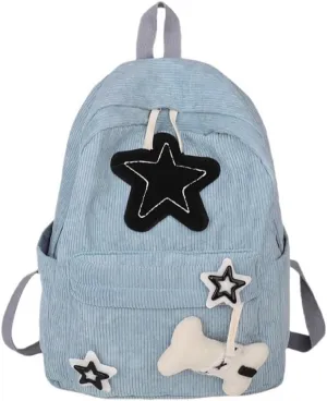 Backpack Trendy Y2K Stars Cute Aesthetic Backpack College Laptop Backpack Casual Travel Daypack for Teens (Blue)