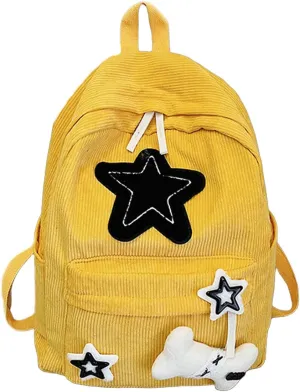 Backpack Trendy Y2K Stars Cute Aesthetic Backpack College Laptop Backpack Casual Travel Daypack for Teens (Yellow)