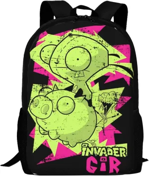 Backpacks Invader Anime Zim Adjustable Laptop Backpack Double Shoulder Bag for Women Men Climbing Shopping Work