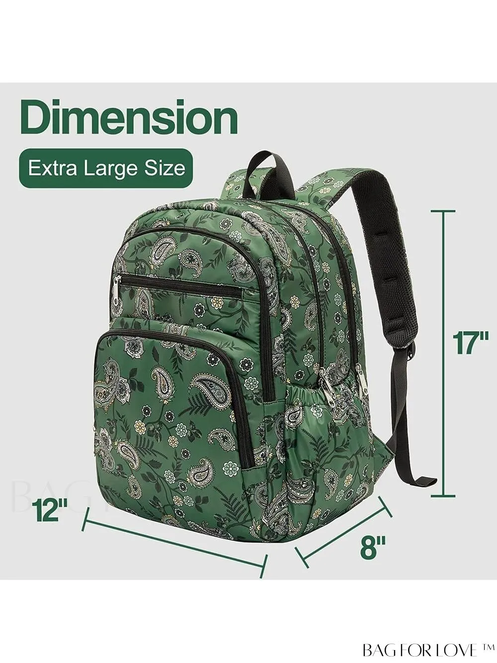 BagForLove - Stylish Paisley Womens Travel Backpack - Functional, Lightweight, & Airline Approved