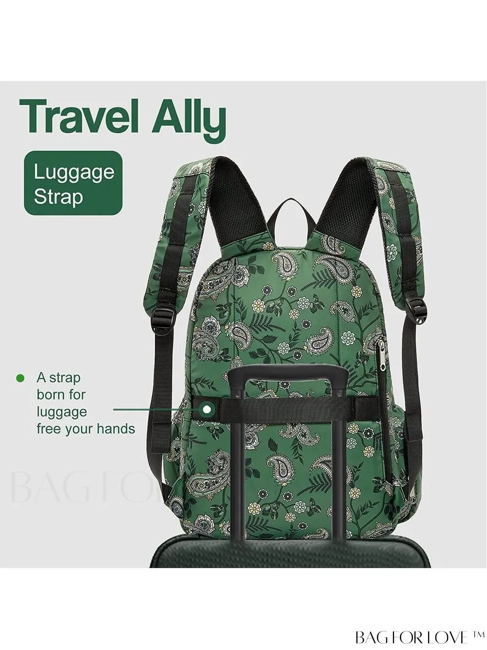 BagForLove - Stylish Paisley Womens Travel Backpack - Functional, Lightweight, & Airline Approved