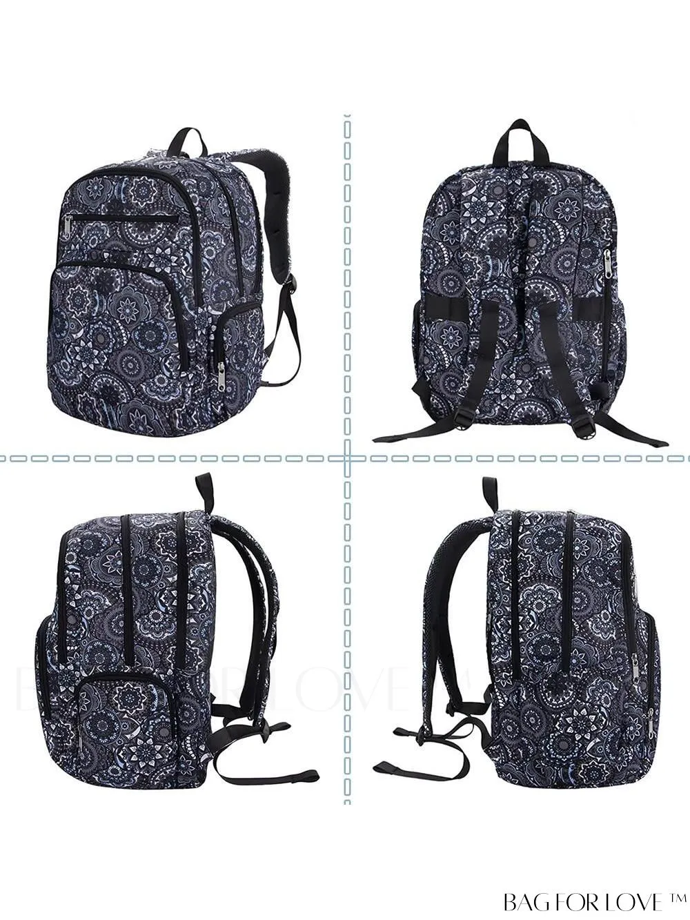 BagForLove - Stylish Paisley Womens Travel Backpack - Functional, Lightweight, & Airline Approved