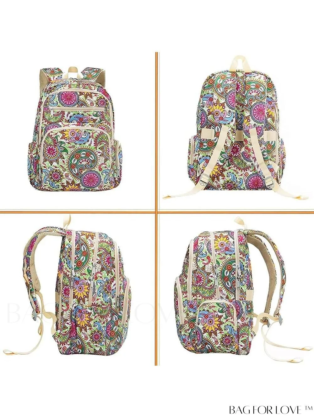 BagForLove - Stylish Paisley Womens Travel Backpack - Functional, Lightweight, & Airline Approved