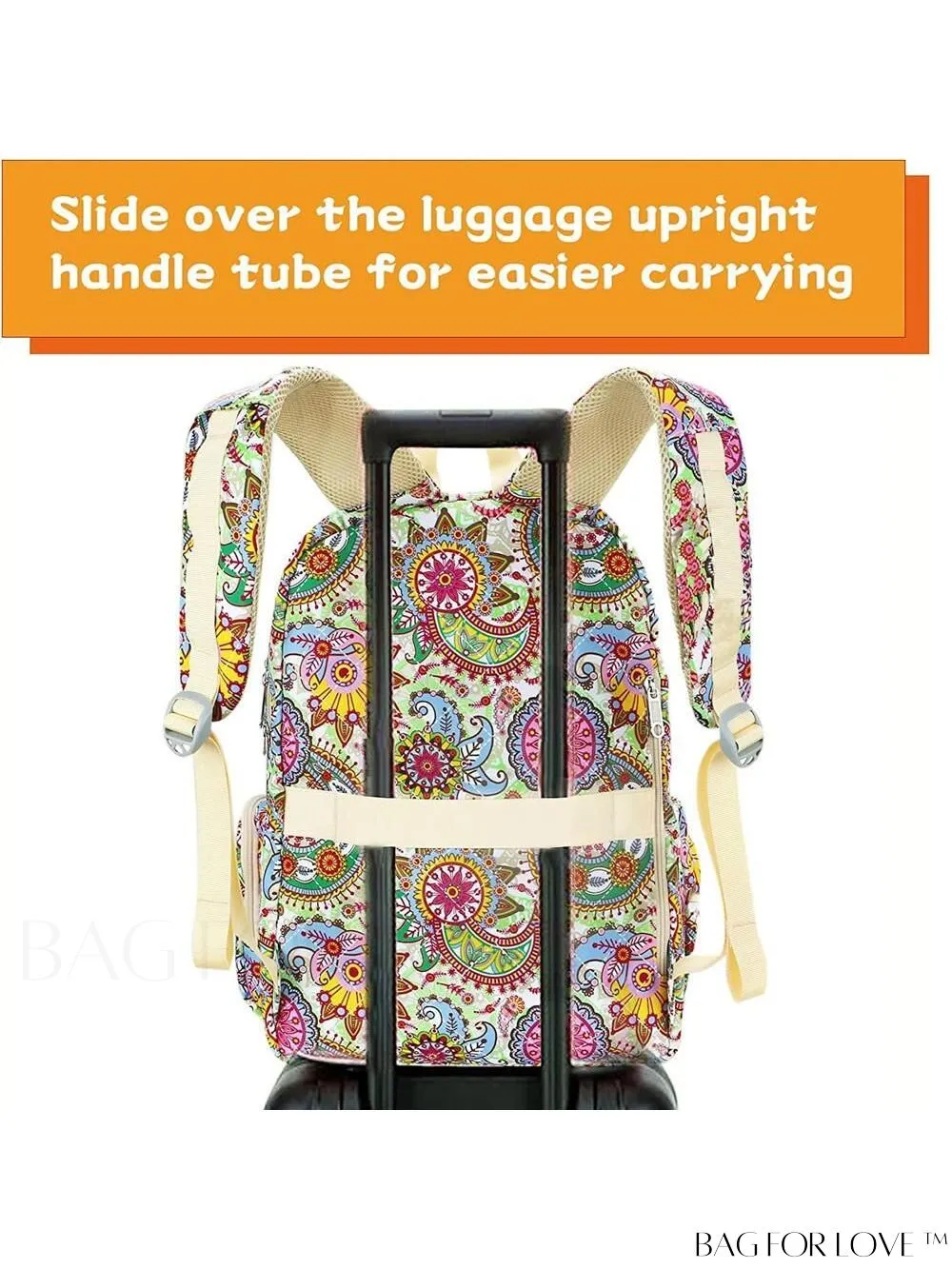 BagForLove - Stylish Paisley Womens Travel Backpack - Functional, Lightweight, & Airline Approved
