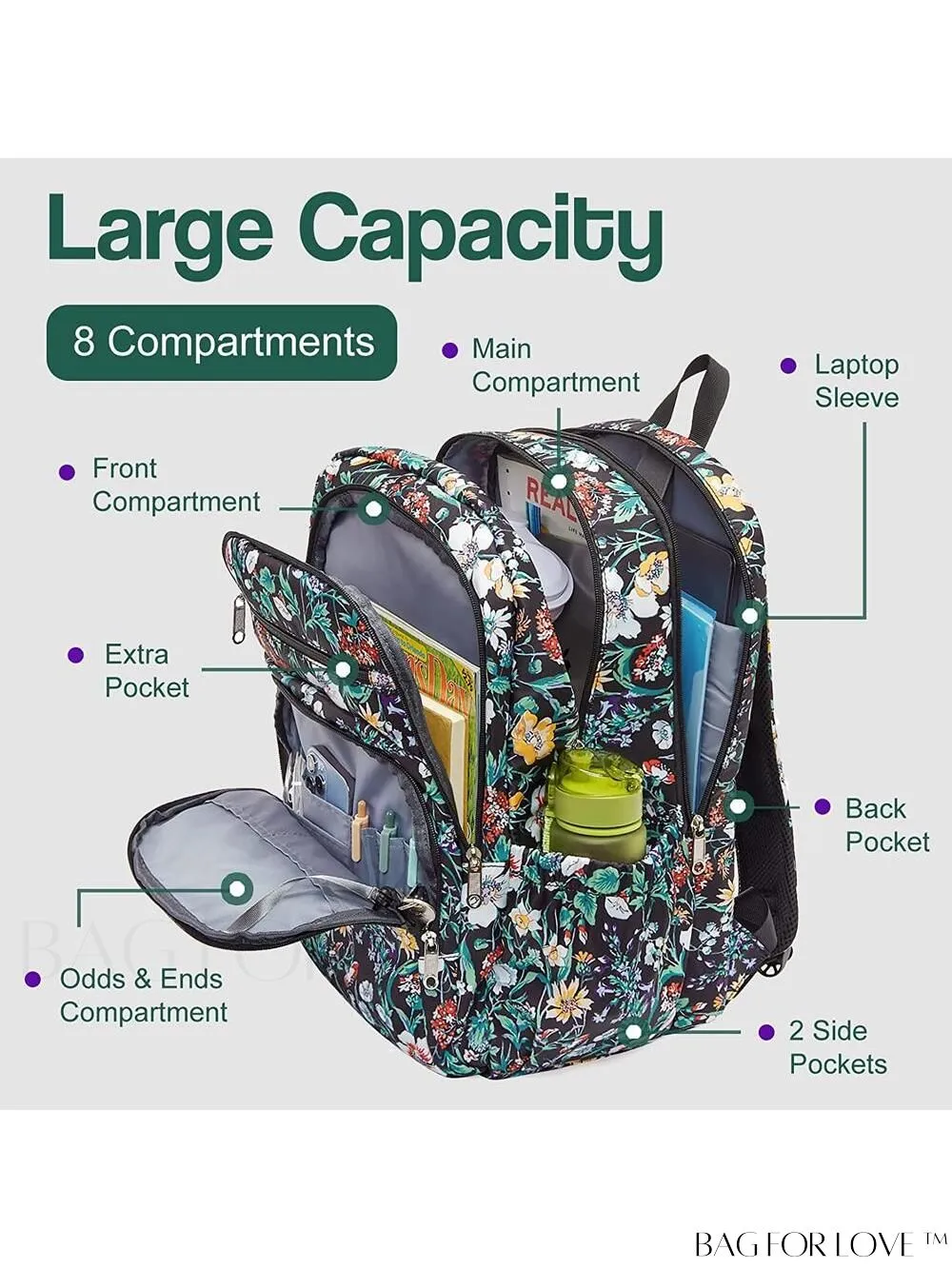BagForLove - Stylish Paisley Womens Travel Backpack - Functional, Lightweight, & Airline Approved