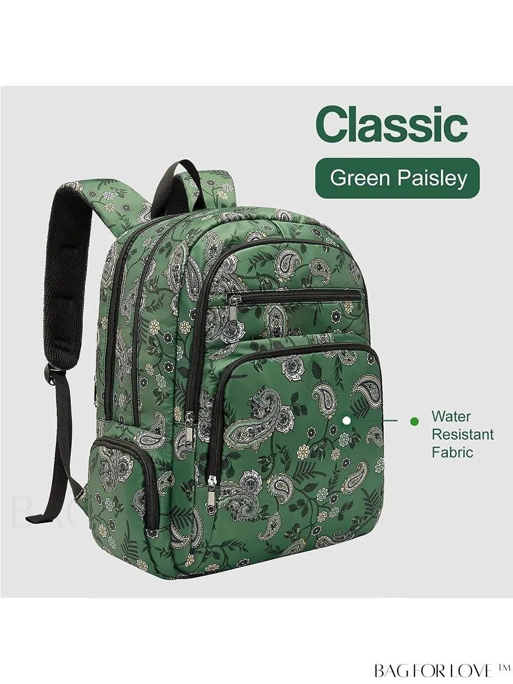 BagForLove - Stylish Paisley Womens Travel Backpack - Functional, Lightweight, & Airline Approved