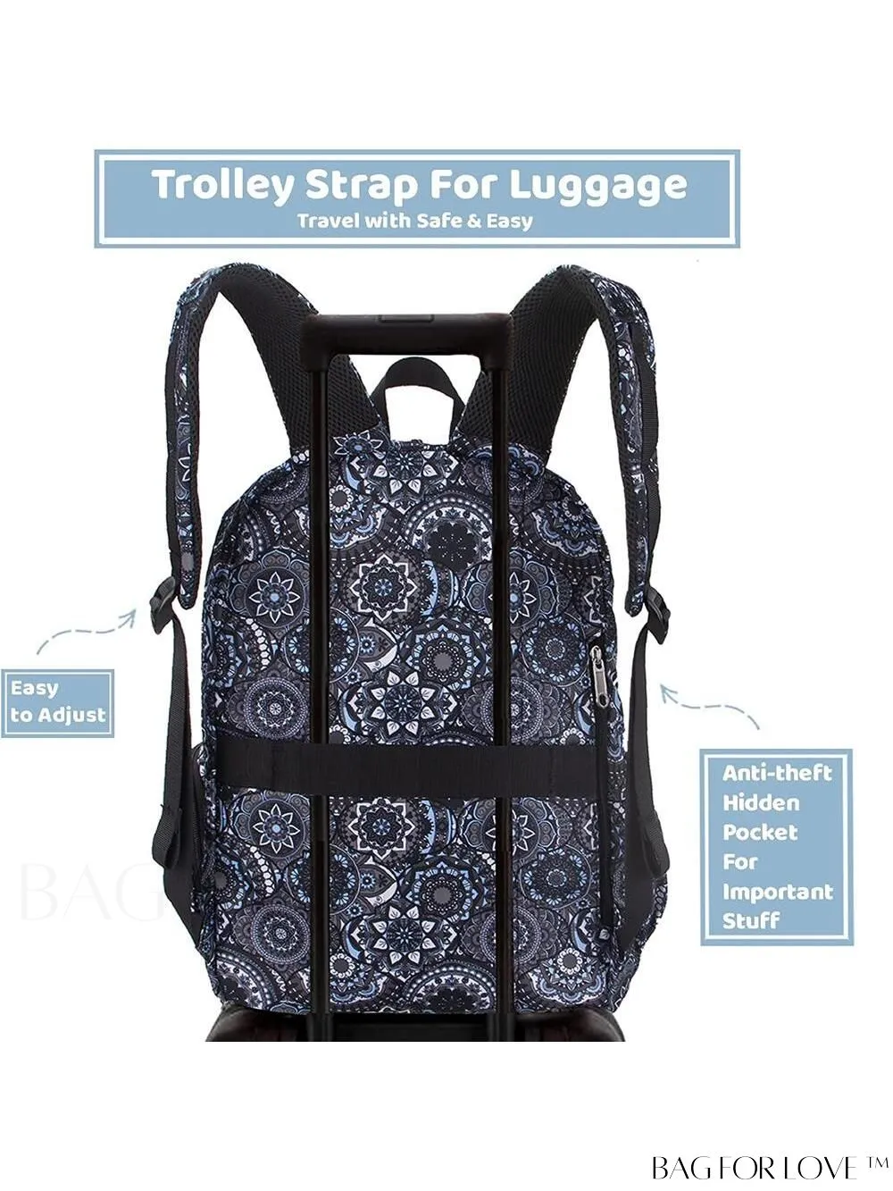BagForLove - Stylish Paisley Womens Travel Backpack - Functional, Lightweight, & Airline Approved