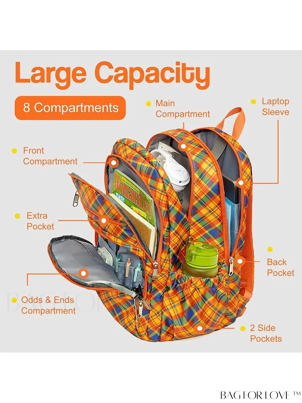 BagForLove - Stylish Paisley Womens Travel Backpack - Functional, Lightweight, & Airline Approved