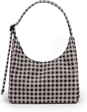 BAGGU Mini Nylon Shoulder Bag - Black & White Gingham