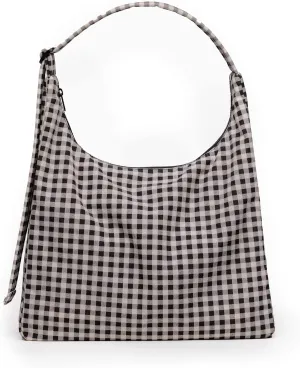 BAGGU Nylon Shoulder Bag - Black & White Gingham