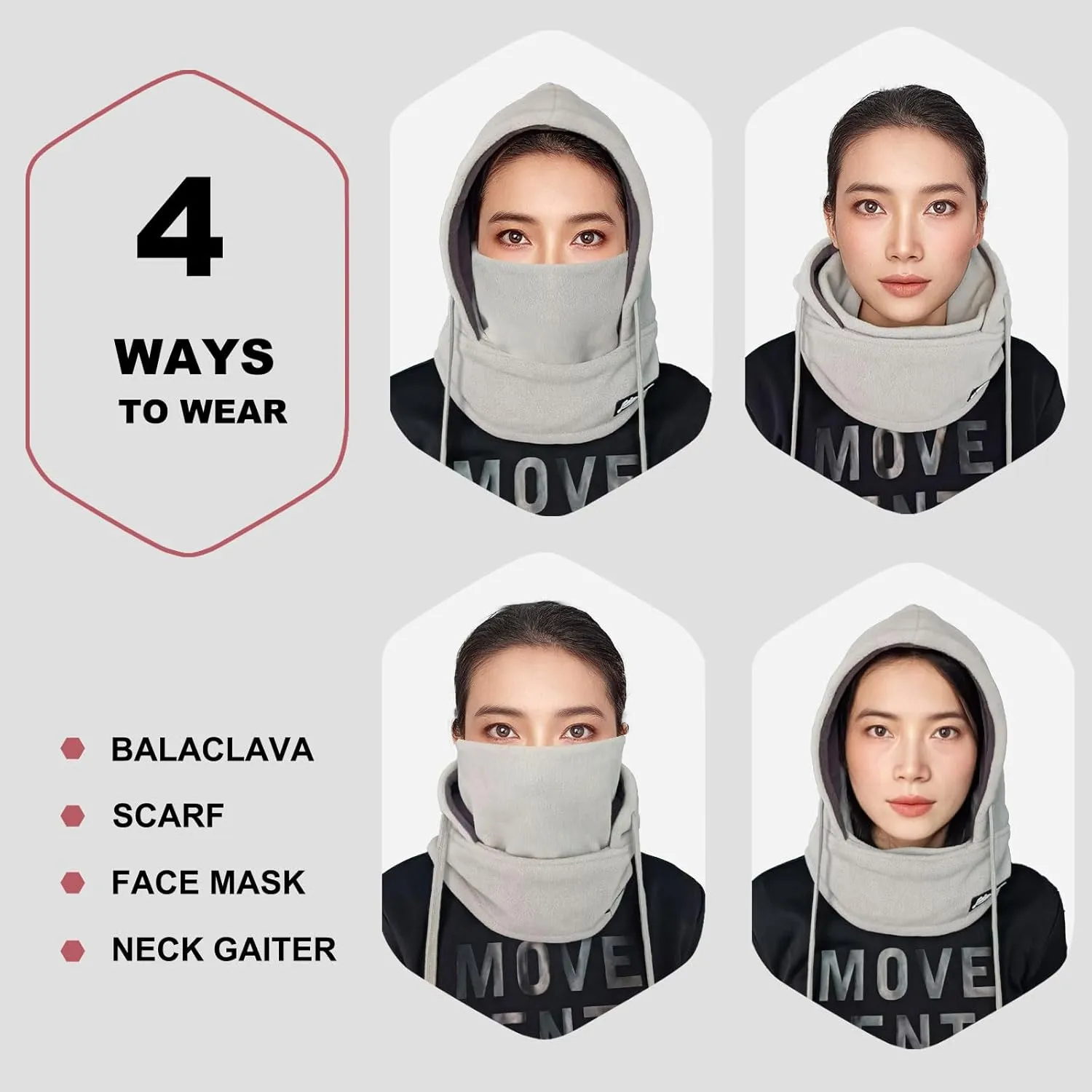 Balaclava Winter Face Mask: Thermal Polar Fleece Hood Windproof Ski Mask for Men Women, Convertible Warm Face Cover Hat Scarf