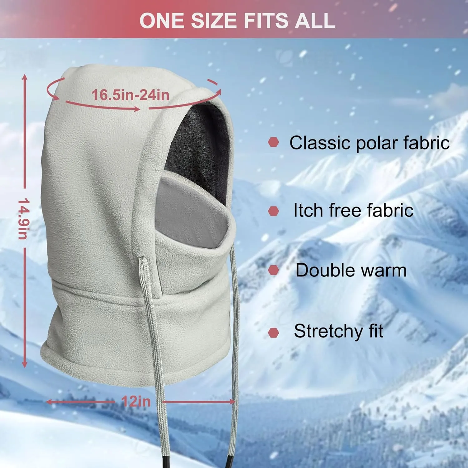 Balaclava Winter Face Mask: Thermal Polar Fleece Hood Windproof Ski Mask for Men Women, Convertible Warm Face Cover Hat Scarf