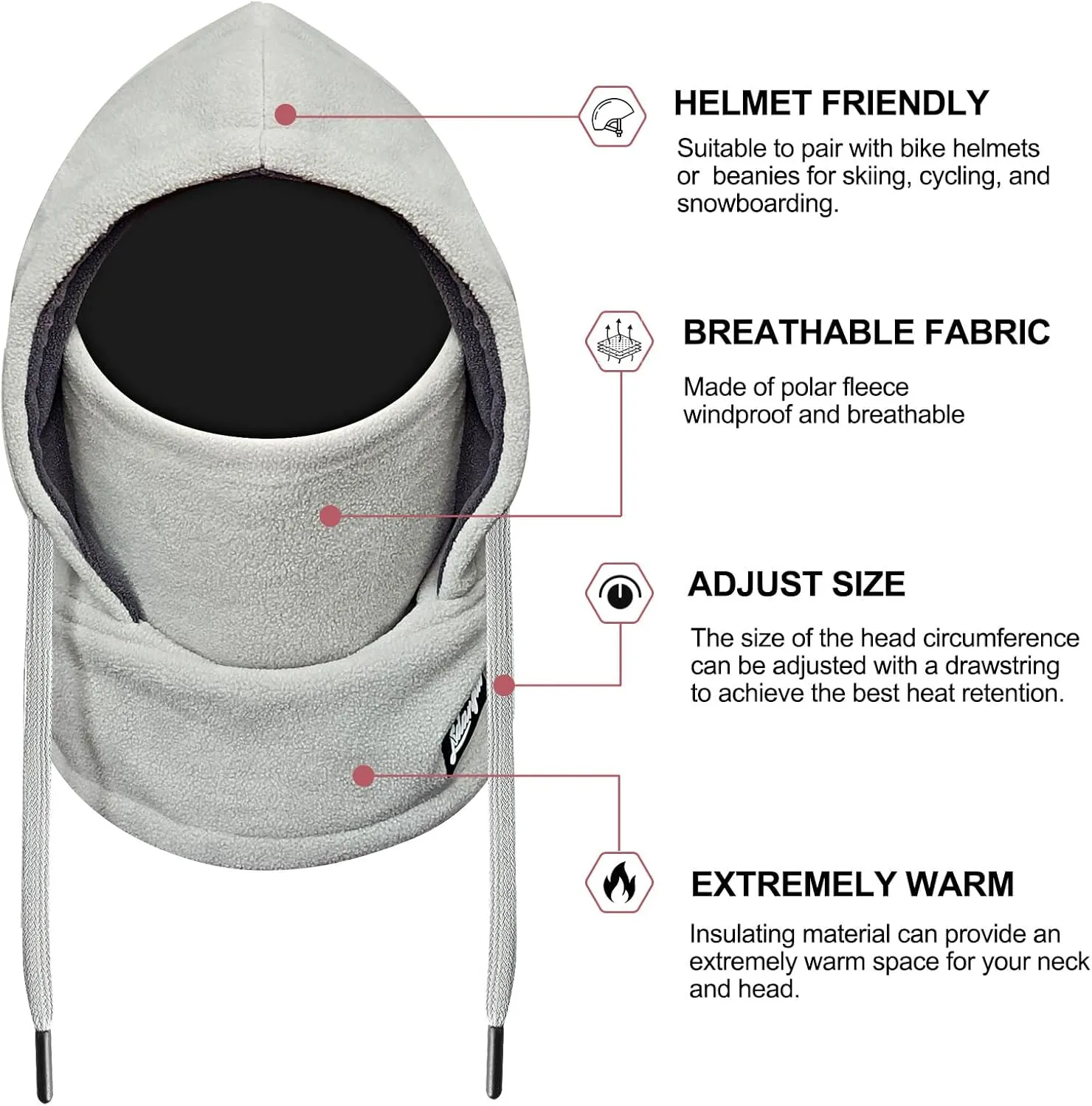 Balaclava Winter Face Mask: Thermal Polar Fleece Hood Windproof Ski Mask for Men Women, Convertible Warm Face Cover Hat Scarf