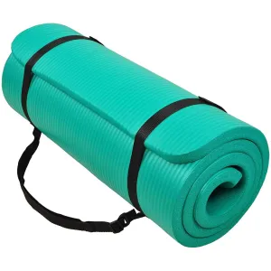 BalanceFrom All-Purpose 1-Inch Extra Thick High Density Anti-Tear Exercise Yoga Mat with Carrying Strap (Green)
