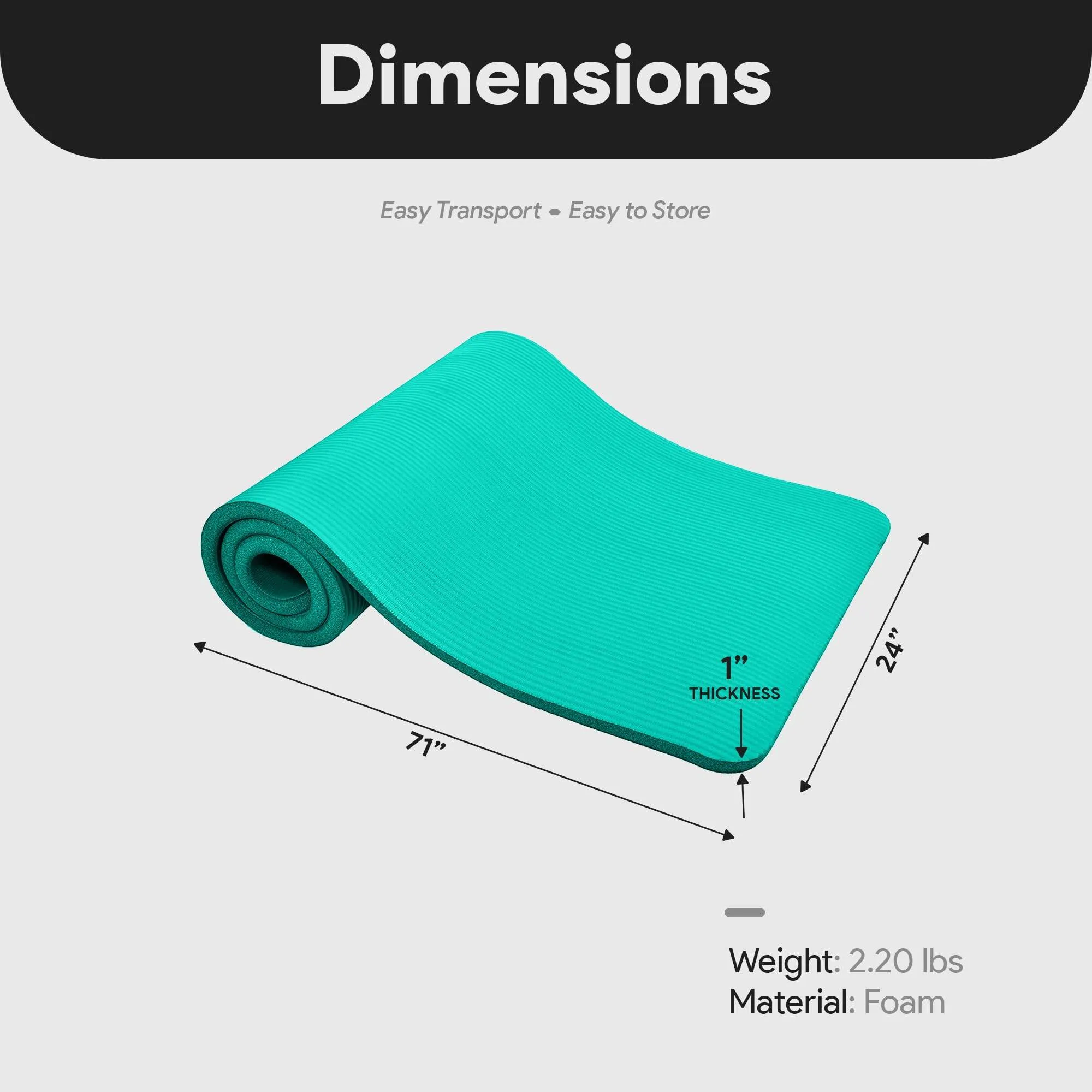 BalanceFrom All-Purpose 1-Inch Extra Thick High Density Anti-Tear Exercise Yoga Mat with Carrying Strap (Green)