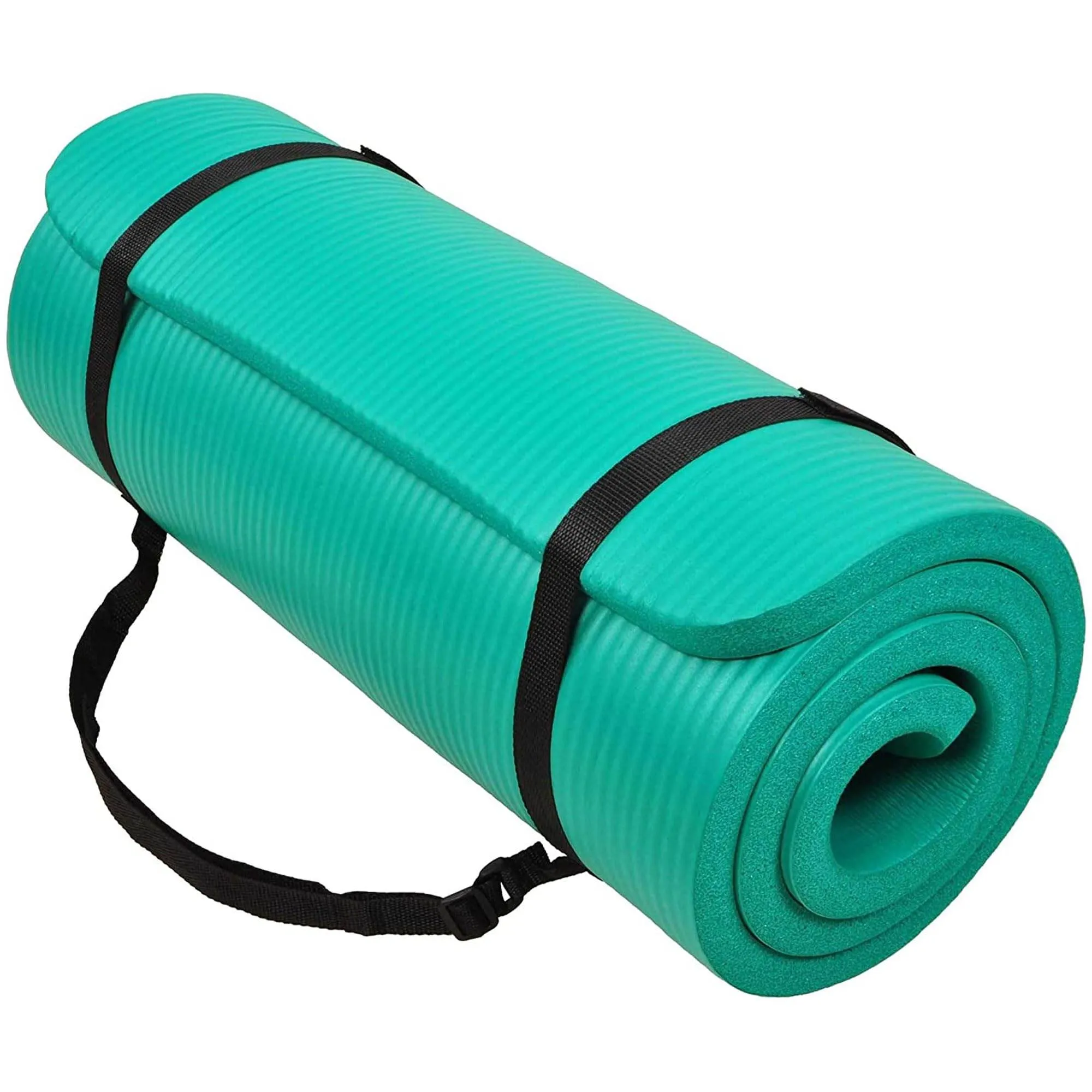 BalanceFrom All-Purpose 1-Inch Extra Thick High Density Anti-Tear Exercise Yoga Mat with Carrying Strap (Green)