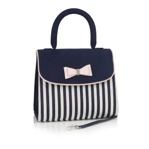 Banjul Bag Navy Blue Stripe (Matches Lizzie Pump) by Ruby Shoo